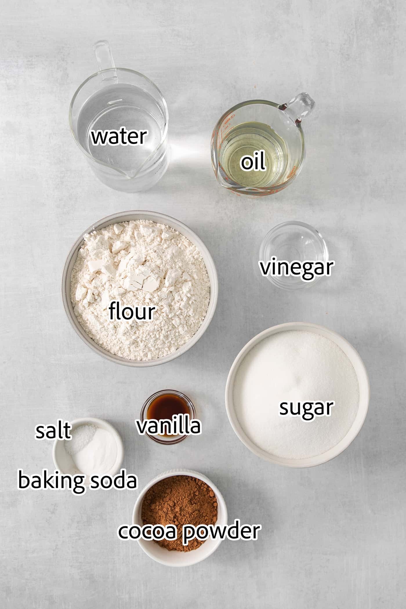 ingredients for chocolate cake