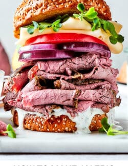 Pinterest image for roast beef sandwich