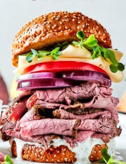 Pinterest image for roast beef sandwich