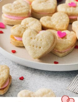 Pinterest image for strawberry flavored cream wafer cookies