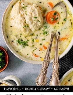 Pinterest image for chicken pot pie soup recipe
