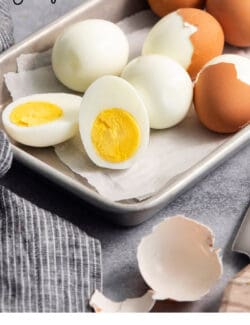 Pinterest image for easy to peel hard boiled eggs