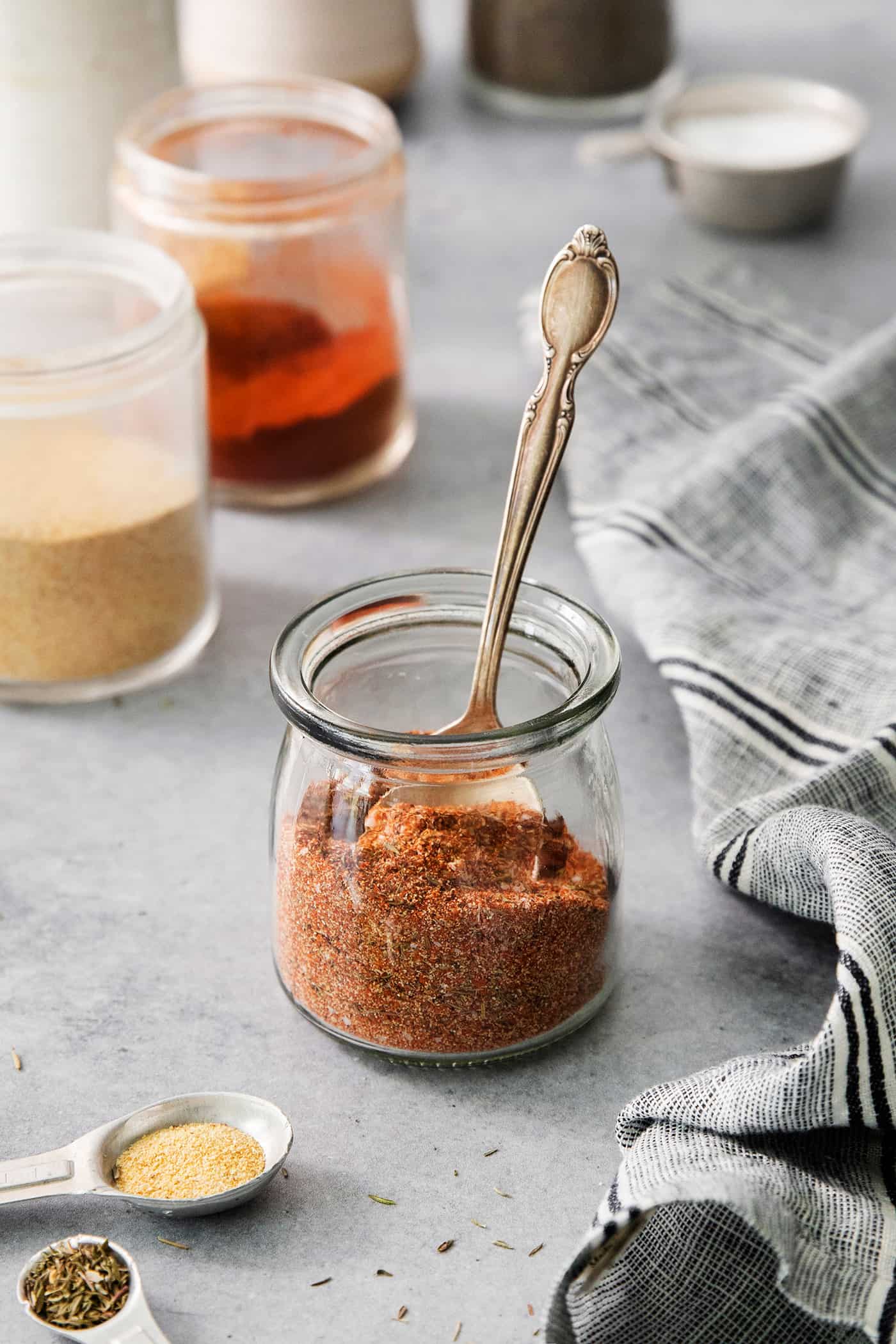 a jar of homemade blackened seasoning