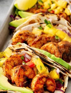 Pinterest image for blackened shrimp tacos