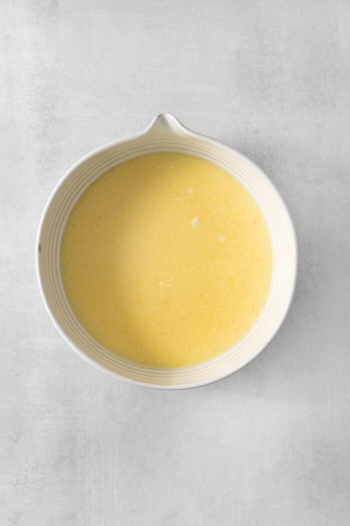 Eggs are added to the crepes batter.