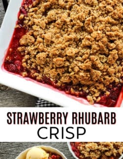 Pinterest image for strawberry rhubarb crisp