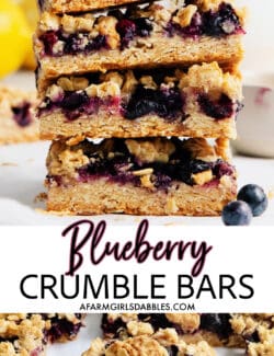 Pinterest image for blueberry crumble bars recipe