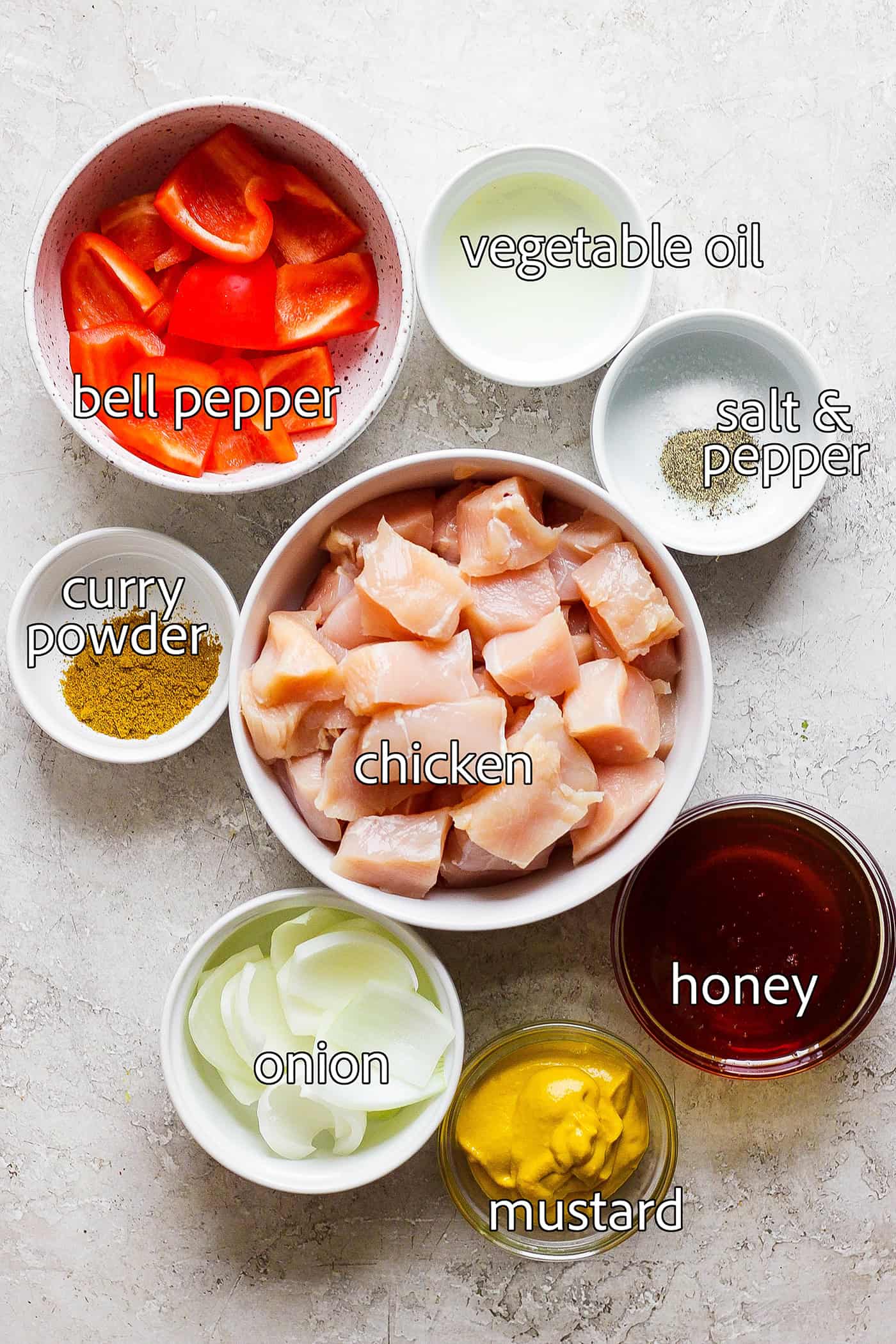 ingredients to make honey mustard chicken kabobs
