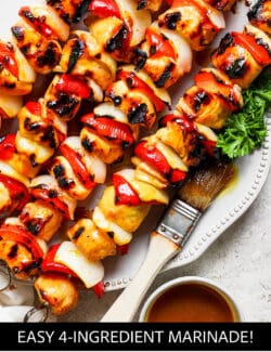 Pinterest image for honey mustard chicken kabobs