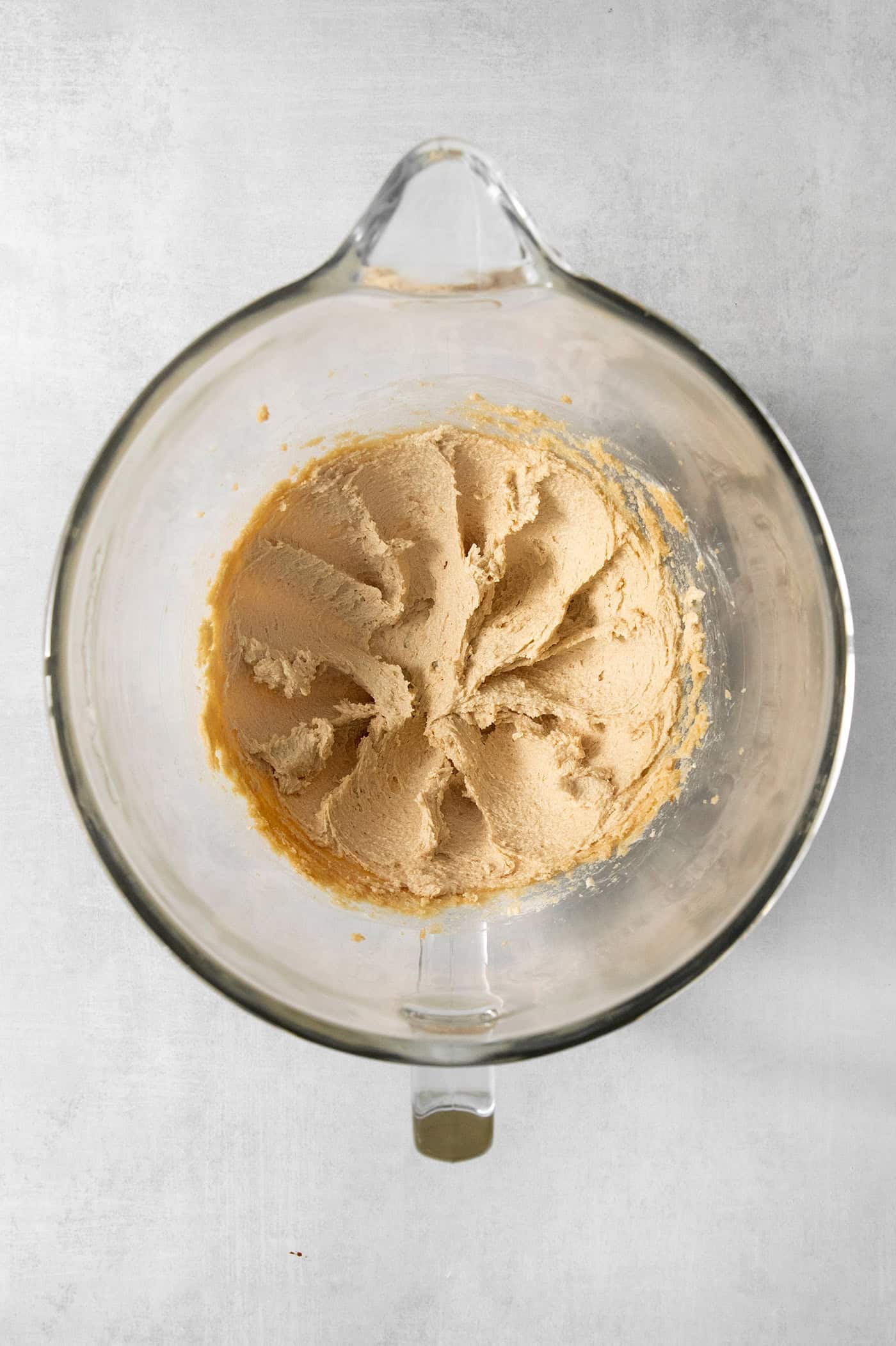 The butter and sugar are creamed together.