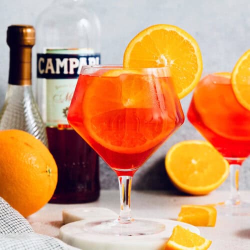 glasses of Campari spritz cocktails
