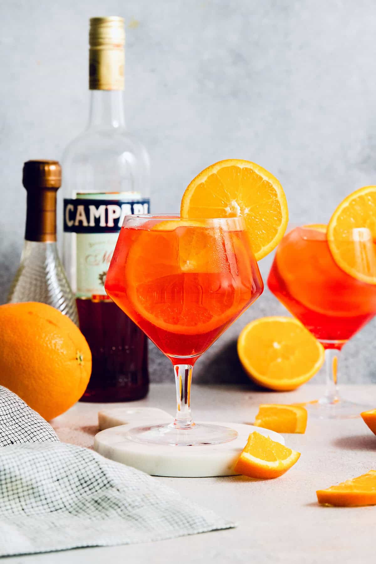 glasses of Campari spritz cocktails