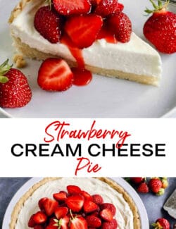 Pinterest image for strawberry cream cheese pie recipe