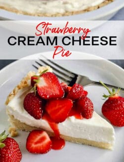 Pinterest image for strawberry cream cheese pie recipe