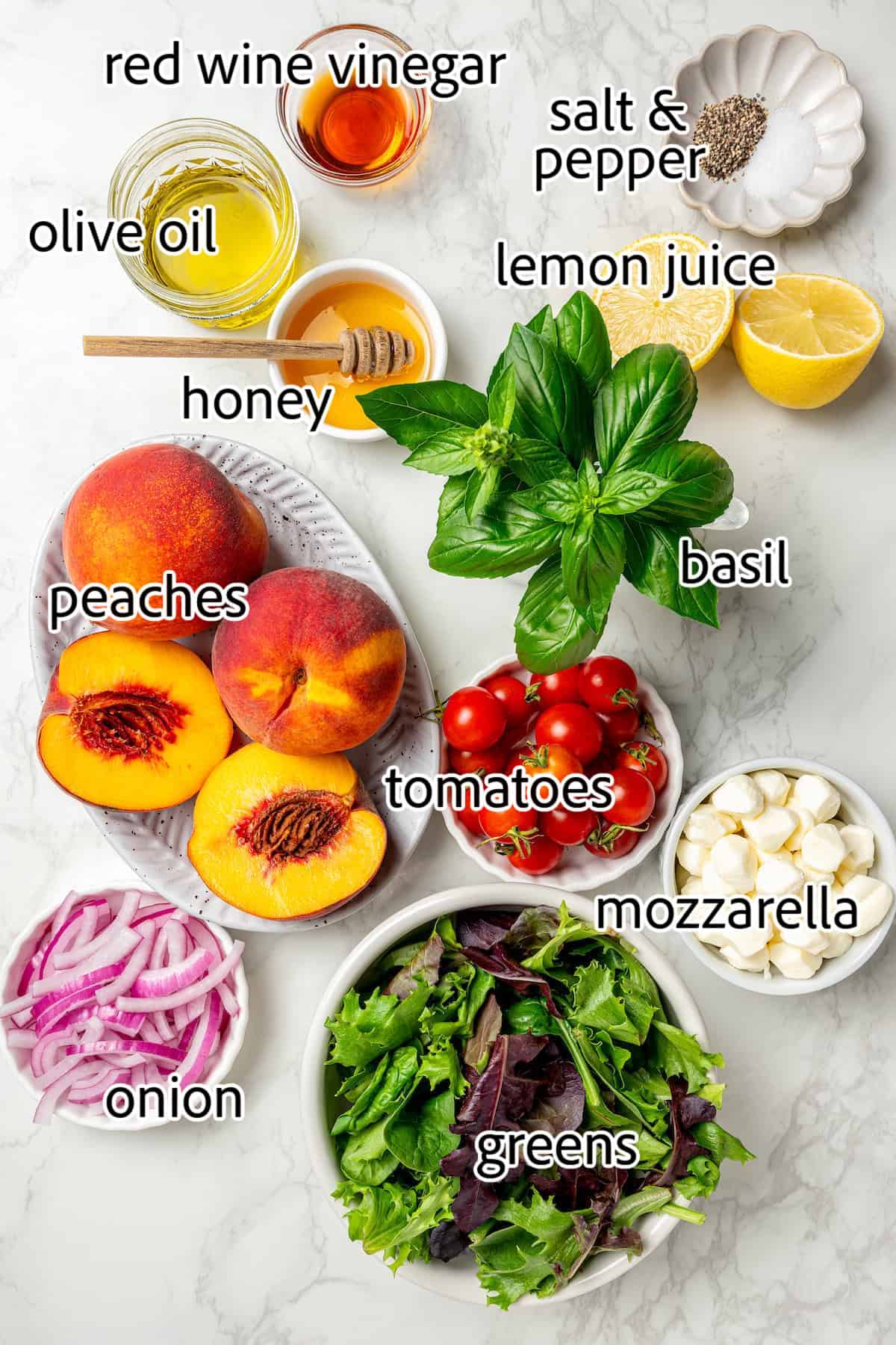 ingredients to make a salad with grilled peaches