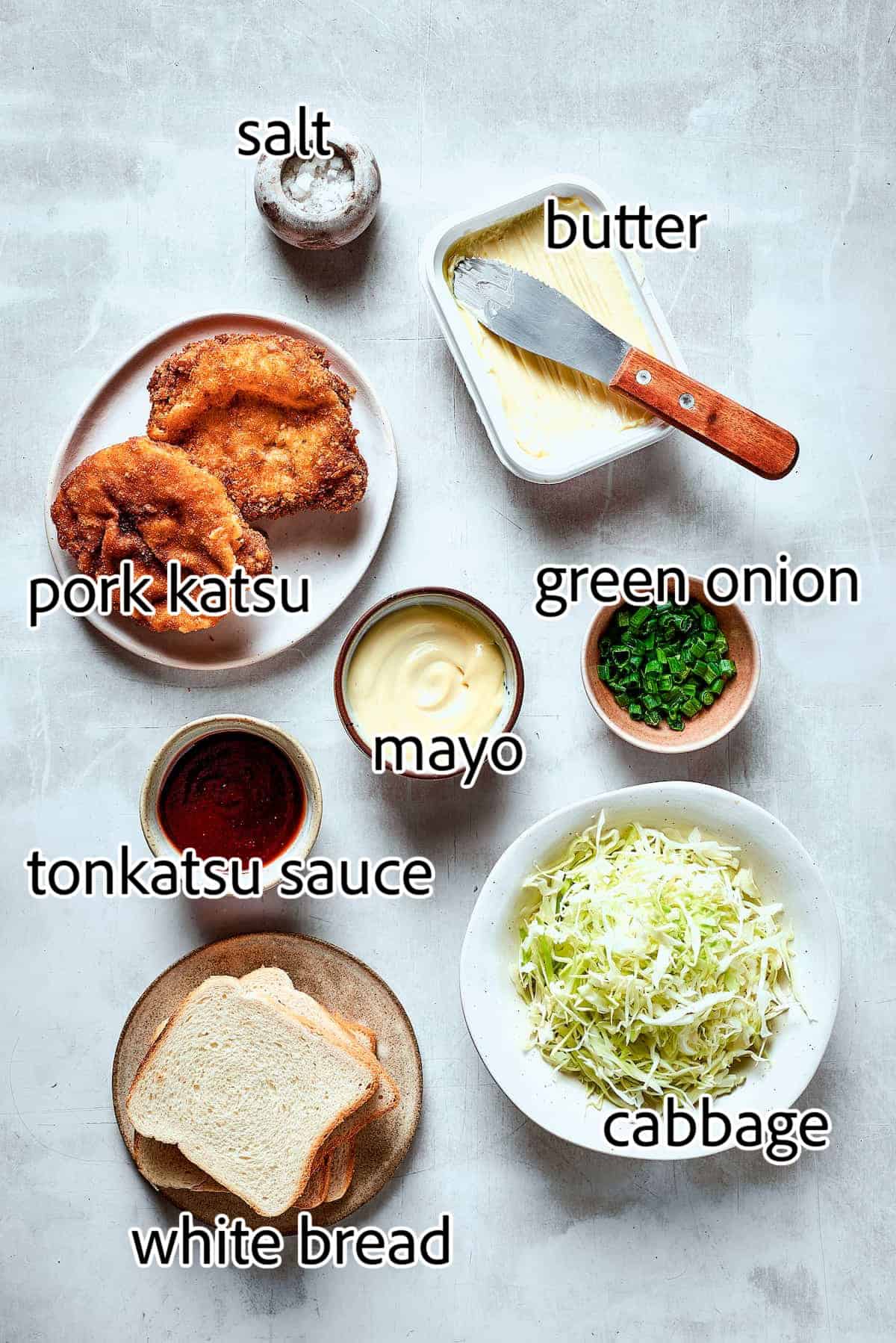 ingredients to make a pork katsu sando