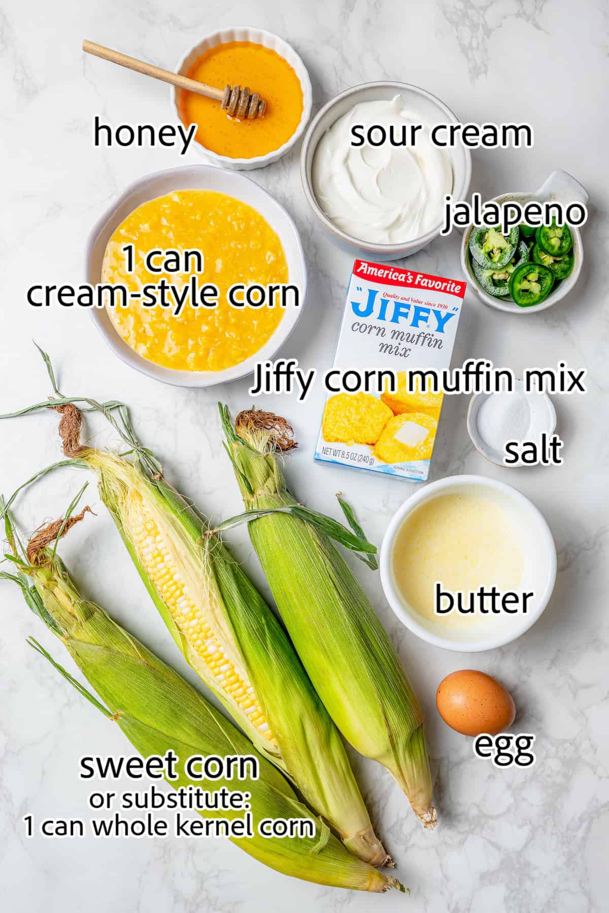 ingredients to make Jiffy corn casserole