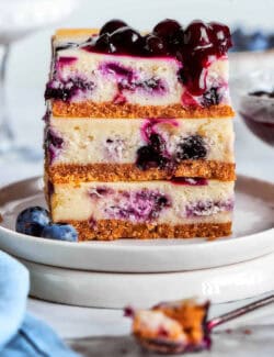 Pinterest image for blueberry cheesecake bars recipe