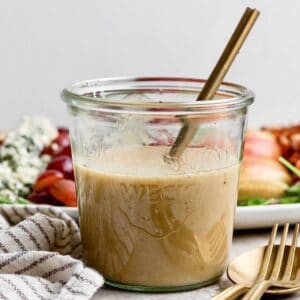 Recipe card photo for maple Dijon dressing.