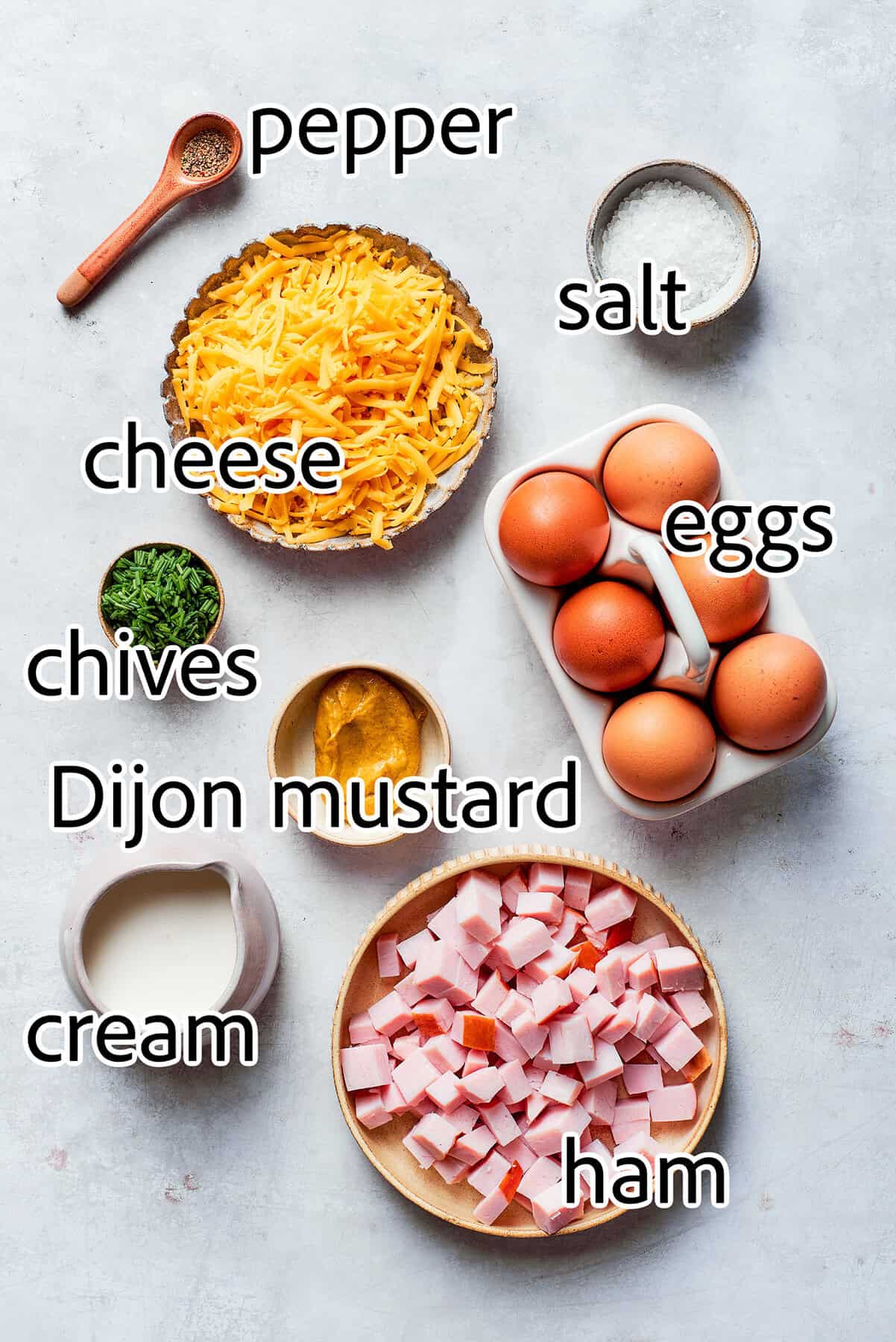ingredients needed to make a crustless quiche recipe