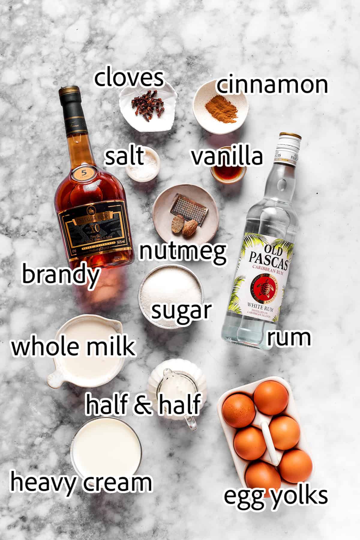 ingredients to make homemade eggnog