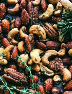 Pinterest image for spiced nuts recipe