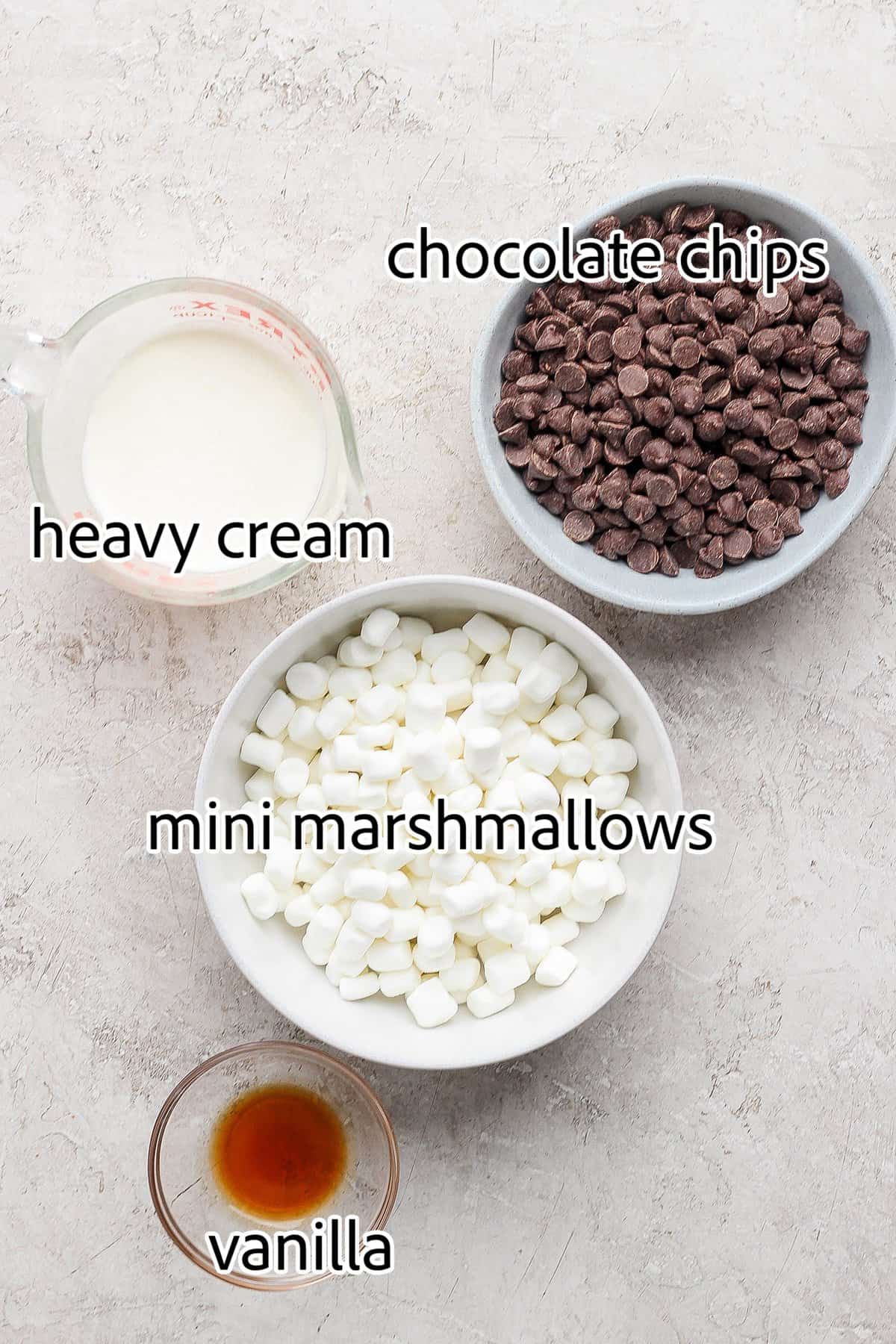ingredients needed for chocolate fondue