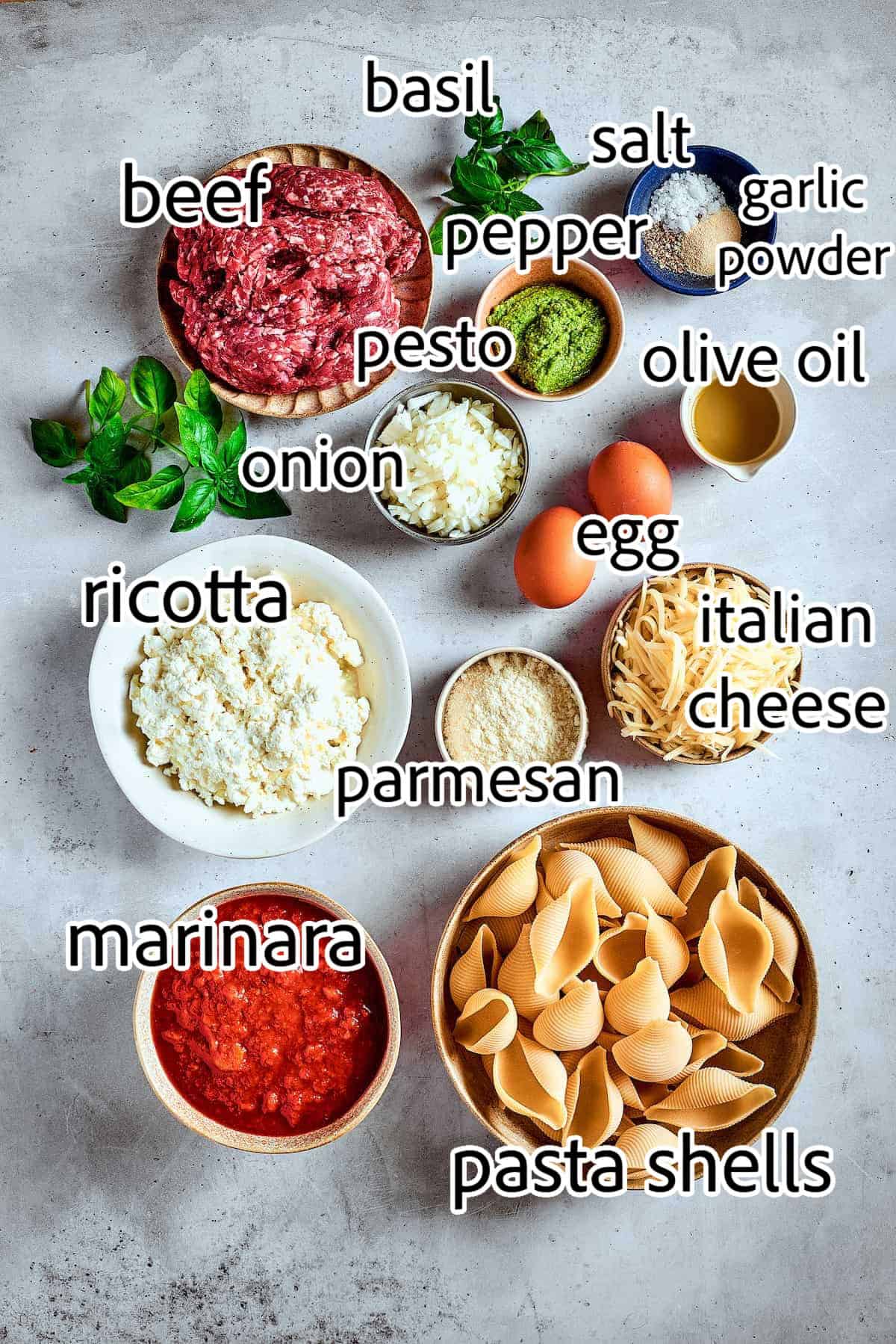 ingredients needed for stuffed shells with meat