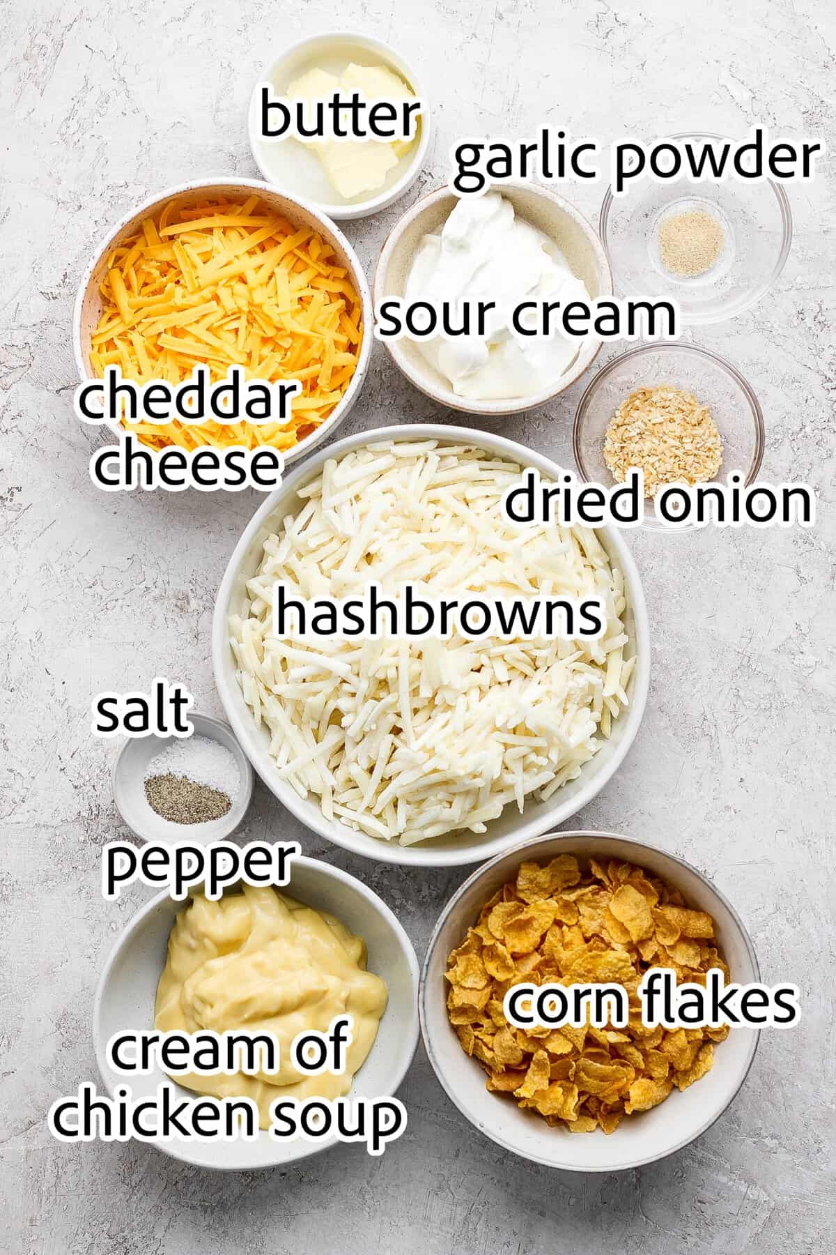 ingredients needed for cheesy hashbrown casserole