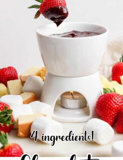 Pinterest image for easy chocolate fondue recipe