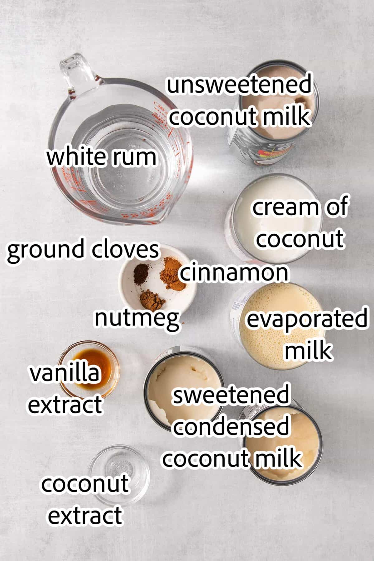 ingredients for coquito