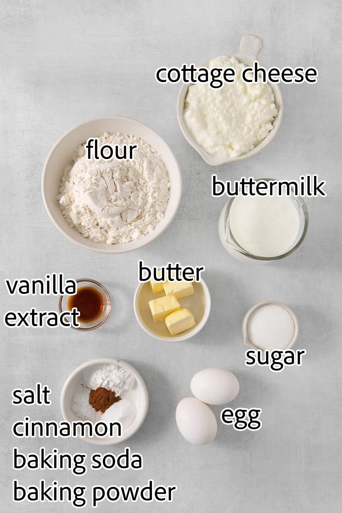 ingredients for cottage cheese pancakes