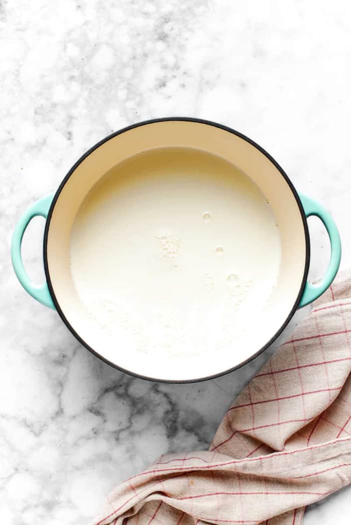 scalding milk in a pot