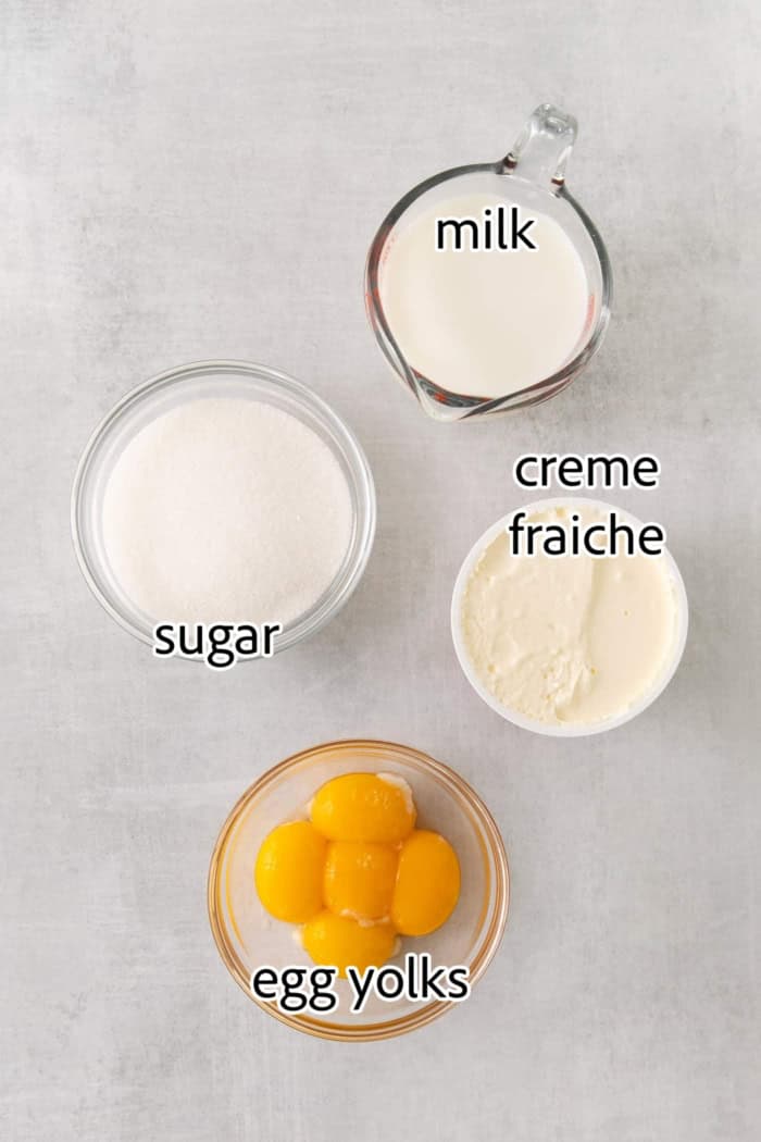 ingredients needed for strawberry creme fraiche ice cream