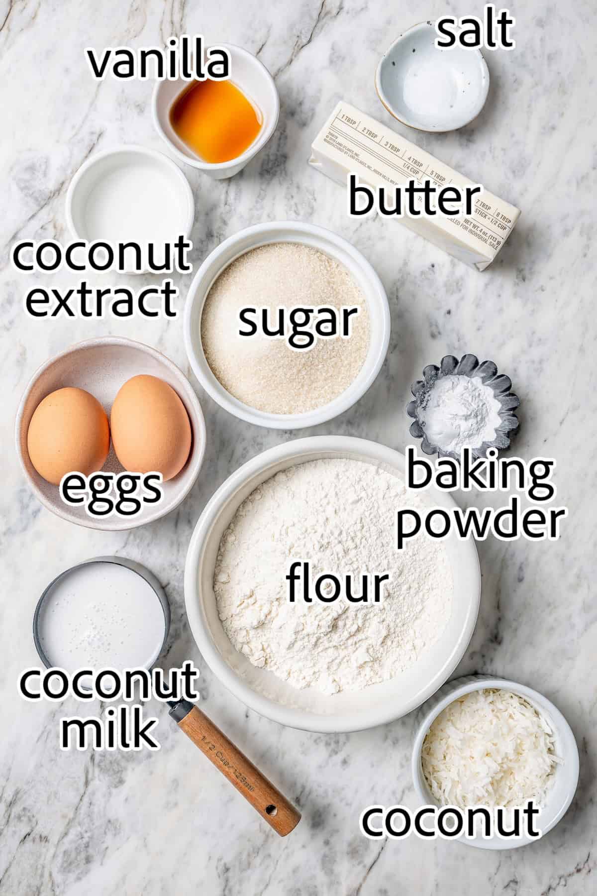 ingredients needed for coconut cupcakes