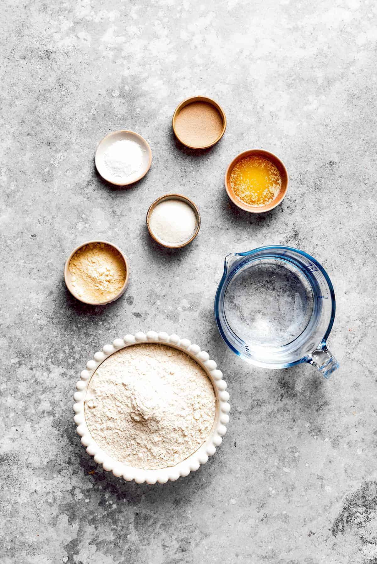 ingredients needed to make homemade English muffin bread