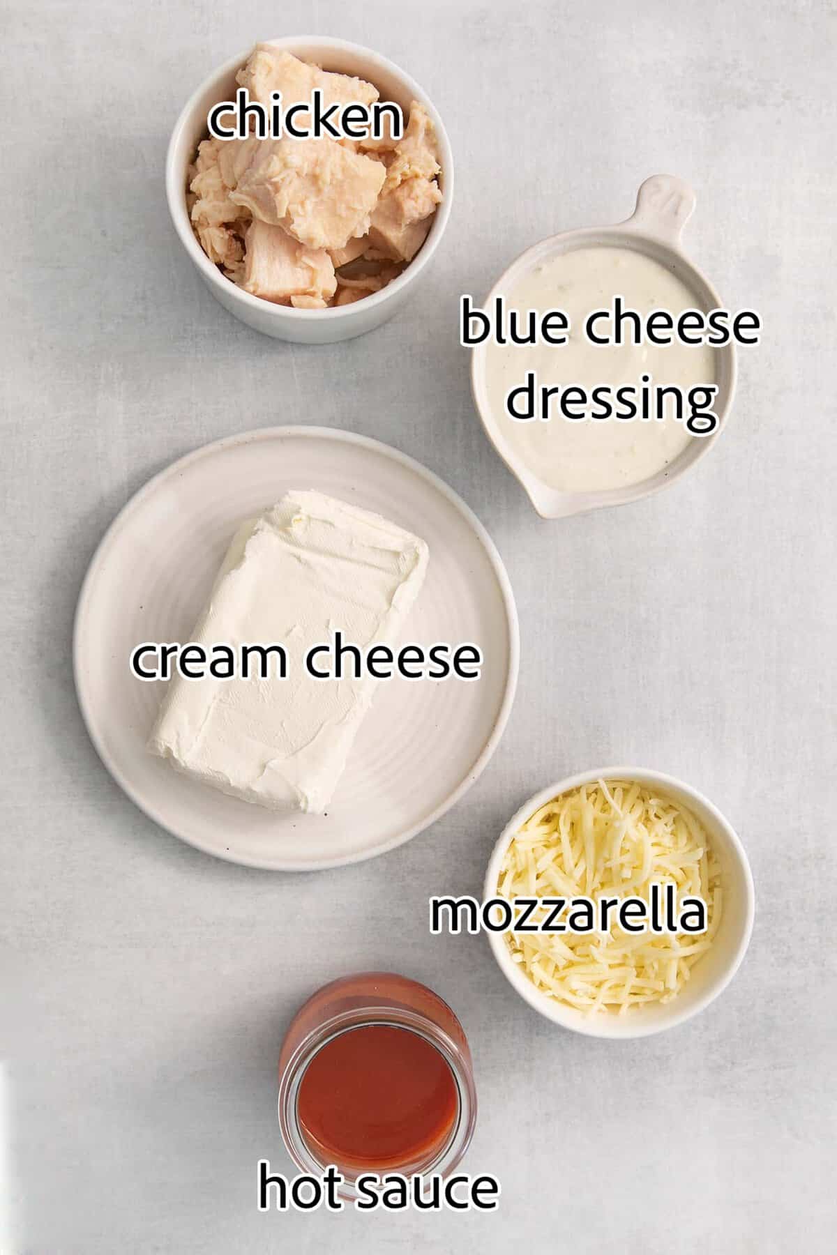 ingredients needed for buffalo chicken dip