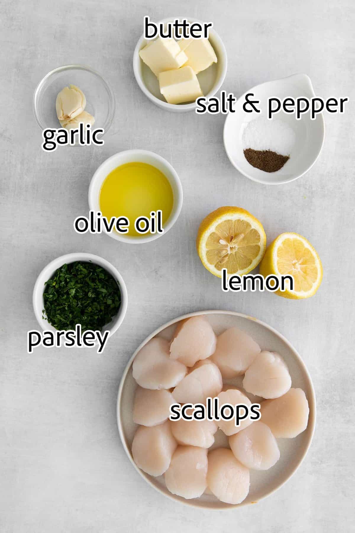 ingredients needed for seared scallops