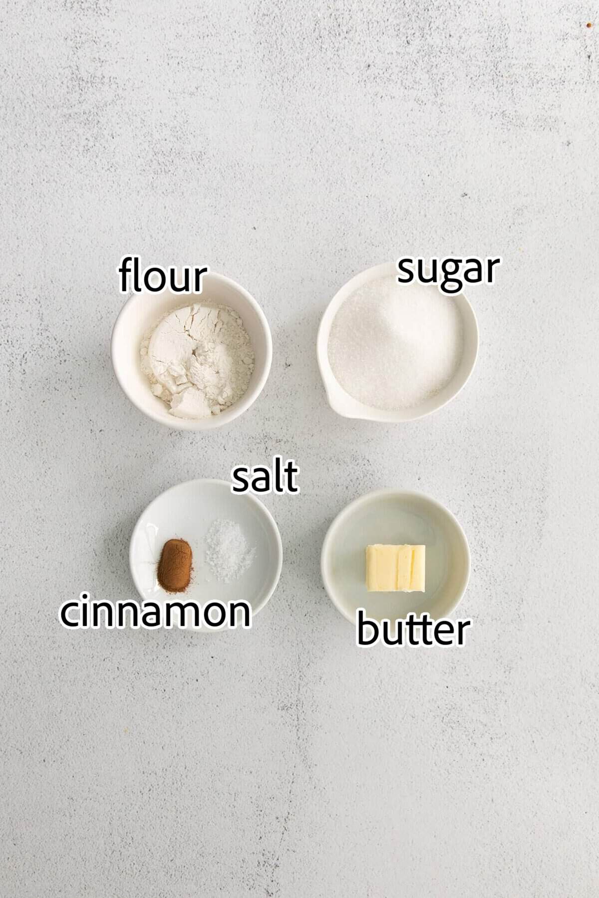 ingredients needed for apple muffins with cinnamon sugar topping