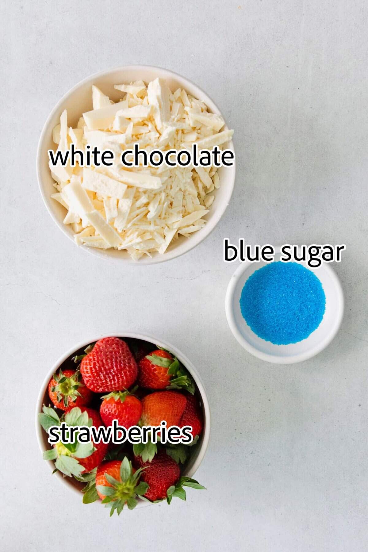 ingredients needed for white chocolate dipped strawberries