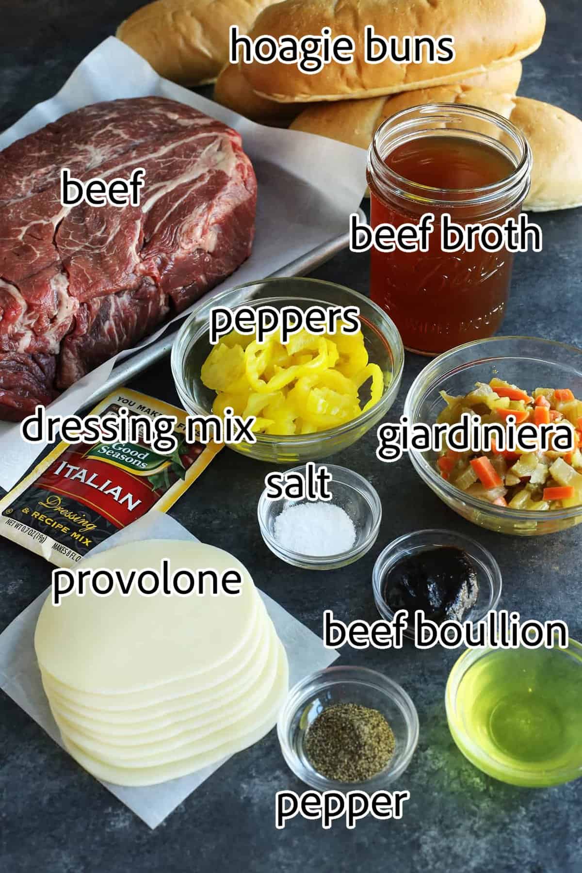 ingredients needed for italian beef sandwiches