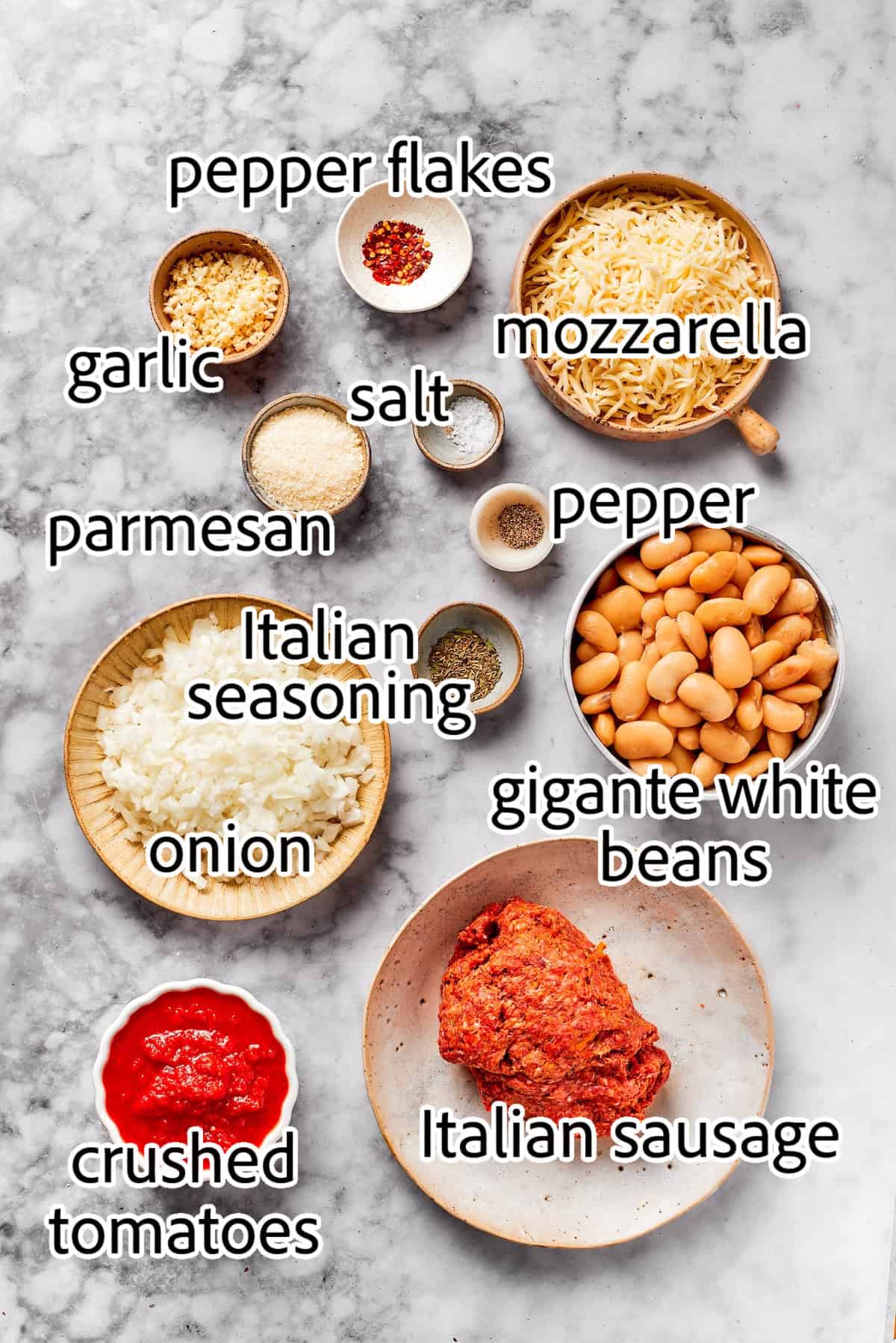 Ingredients needed to make Lasagna Beans