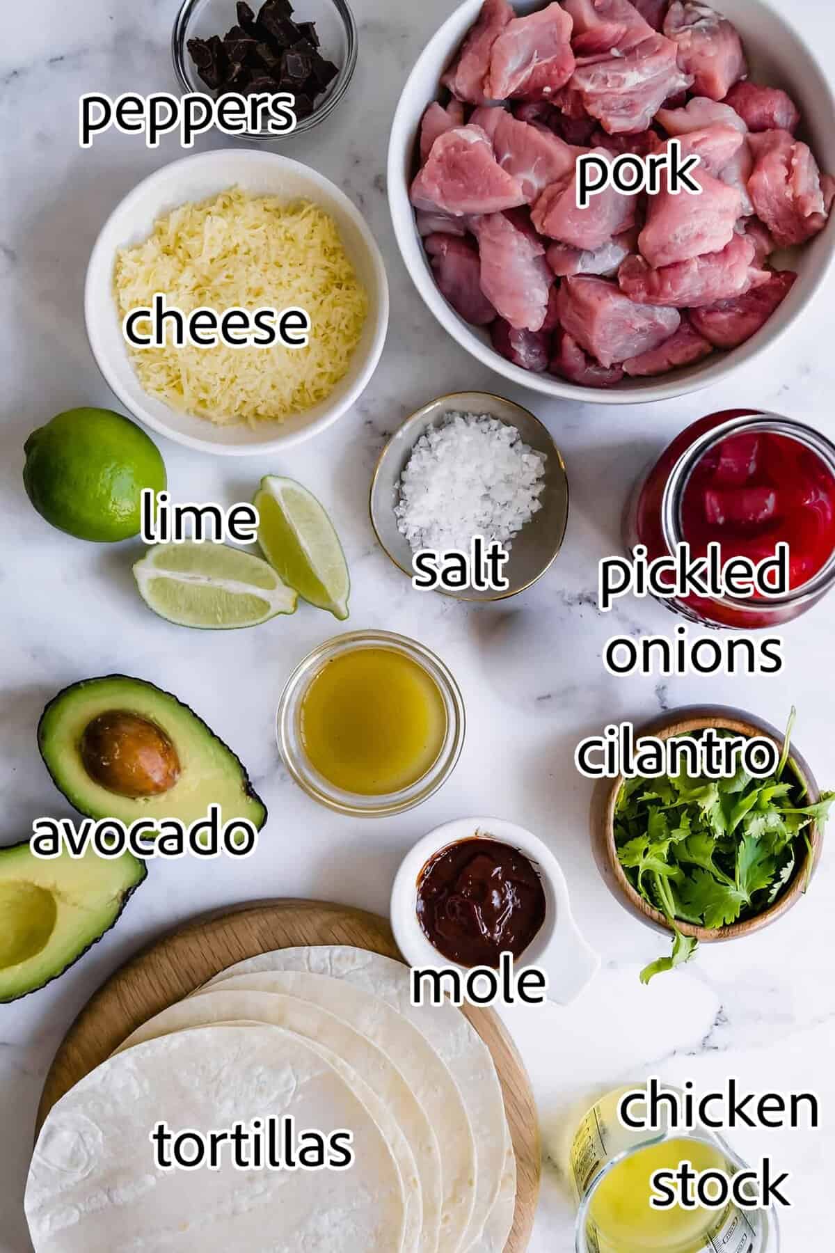 ingredients needed for mole pork tacos