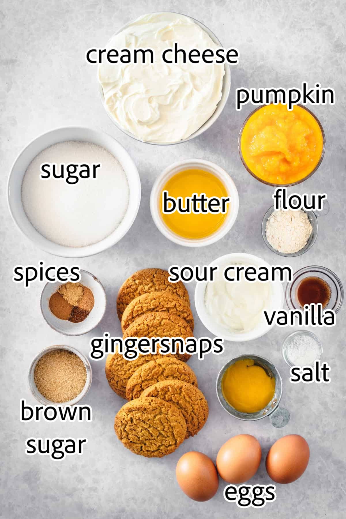 ingredients needed for perfectly perfect pumpkin cheesecake