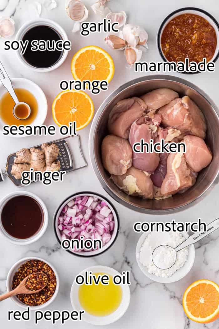 ingredients needed for slow cooker orange chicken with fresh asian slaw
