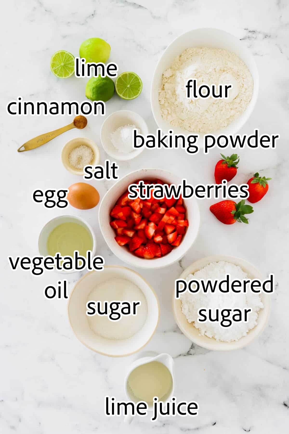 ingredients needed for strawberry muffins with lime