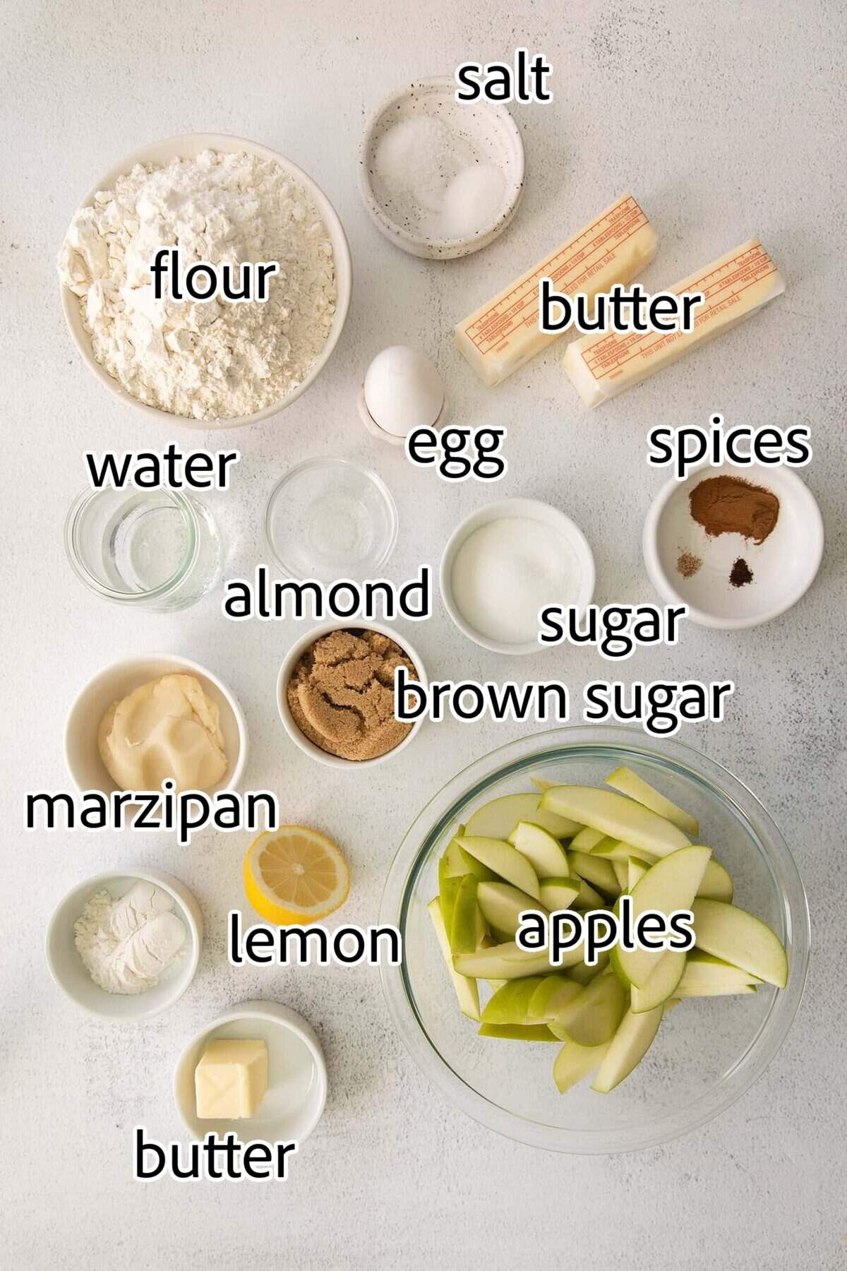 ingredients needed for apple almond galette