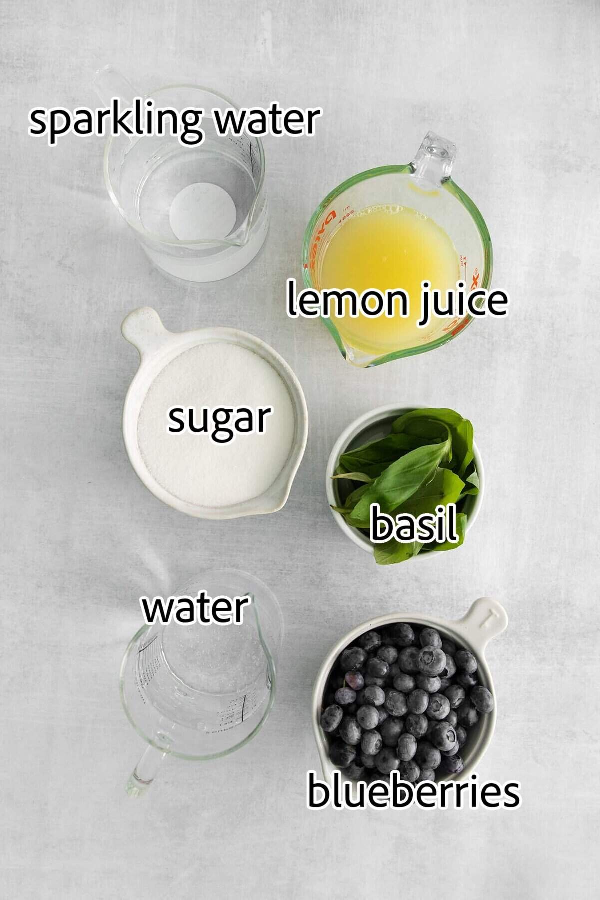 ingredients needed for blueberry basil lemonade
