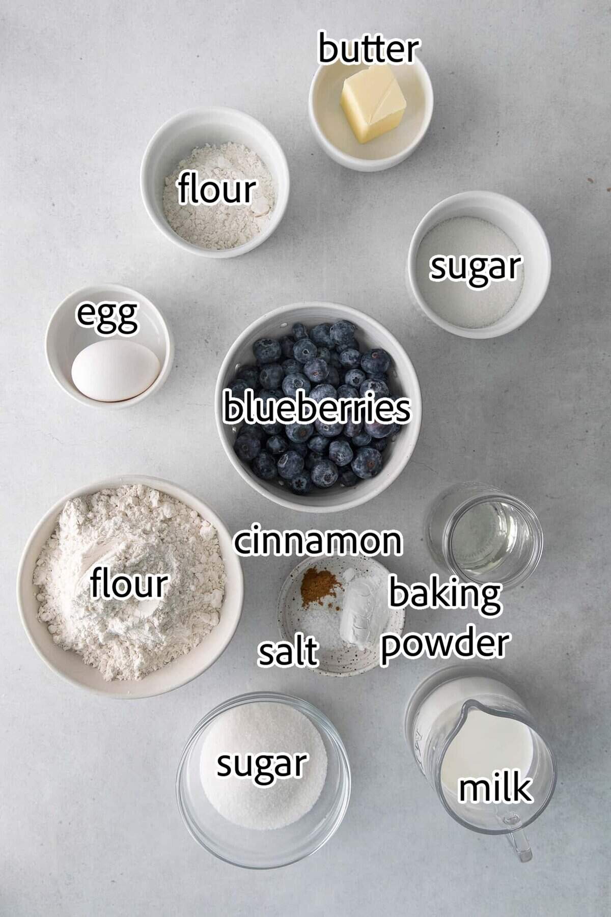 ingredients needed for blueberry muffins