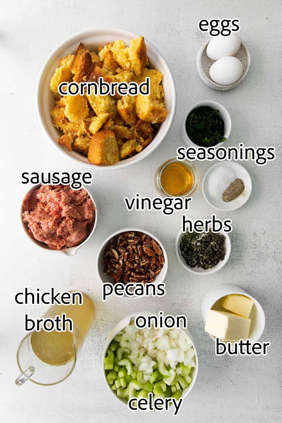 ingredients needed for cornbread dressing